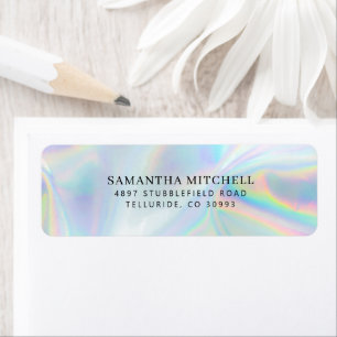 Modern Script Faux Holographic Return-adres Etiket