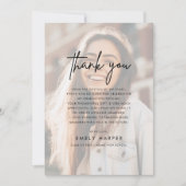 Modern Script Faux Vellum Overlay Photo Afstuderen Bedankkaart (Voorkant)