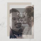 Modern Script Faux Velum Transparent Photo Wedding Kaart (Voorkant / Achterkant)