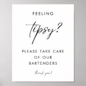 Modern Script Feeling Tipsy Bartender Trouwbord Poster (Voorkant)