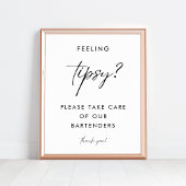 Modern Script Feeling Tipsy Bartender Trouwbord Poster
