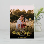 Modern Script Feestelijk en Vreugdevol Red Polka D Folie Feestdagenkaart (Staand Voorkant)