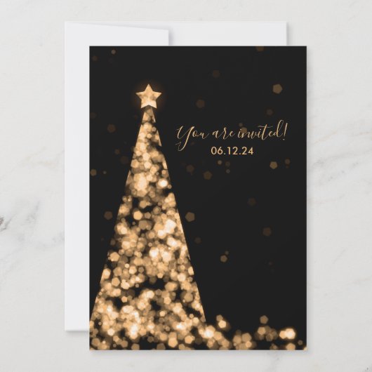 Modern Script Feestelijke Gouden Boom Kerstbruilof Kaart (Achterkant)