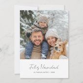 Modern Script Feliz Navidad Kerstfoto Familie Foto Feestdagenkaart (Voorkant)