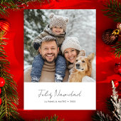 Modern Script Feliz Navidad Kerstfoto Familie Foto Feestdagenkaart