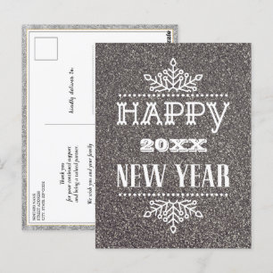 Modern script Festive Silver Glitter Corporate Briefkaart