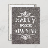 Modern script Festive Silver Glitter Corporate Briefkaart (Voorkant / Achterkant)