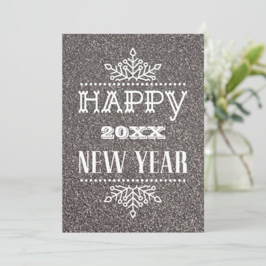 Modern script Festive Silver Glitter Corporate Feestdagenkaart (Staand voorkant)
