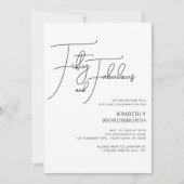 Modern Script Fifty and Fabulous 50th Birthday Kaart (Voorkant)