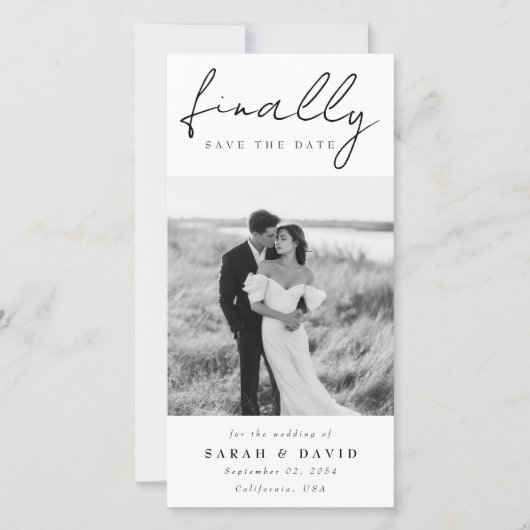 Modern Script Finally Bookmark Classic Photo Save Save The Date (Voorkant)