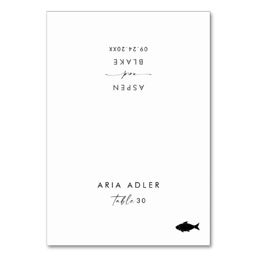 Modern Script Fish Menu Optie Kaarten plaatsen (Voorkant)
