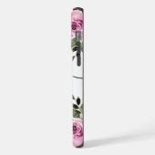 Modern Script Floral Blush Fancy Initialen en naam iPhone Hoesje (Linkerkant)