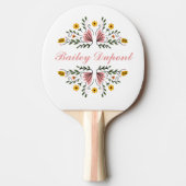 Modern Script Floral gepersonaliseerd Tafeltennisbatje (Voorkant)
