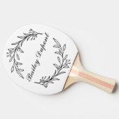 Modern Script Floral gepersonaliseerd Tafeltennisbatje (Zijkant)