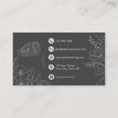 Modern Script Floral Line Art Professional Visitekaartje (Achterkant)