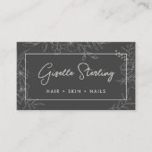 Modern Script Floral Line Art Professional Visitekaartje (Voorkant)