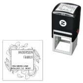 Modern Script Floral Retouradres Rubber Stamp Zelfinktende Stempel (In situ)