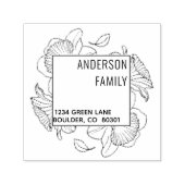 Modern Script Floral Retouradres Rubber Stamp Zelfinktende Stempel (Design)