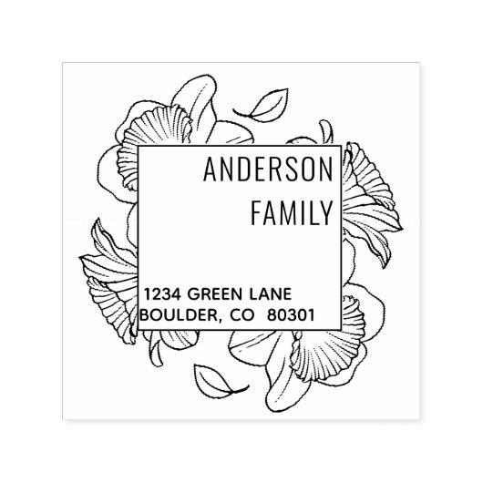 Modern Script Floral Retouradres Rubber Stamp Zelfinktende Stempel (Design)