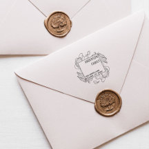 Modern Script Floral Retouradres Rubber Stamp