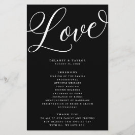 Modern Script Flourish, Black Paper-programma Flyer