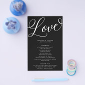 Modern Script Flourish, Black Paper-programma Flyer (Enkel)