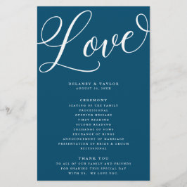 Modern Script Flourish, Dark Blue Paper Program Flyer