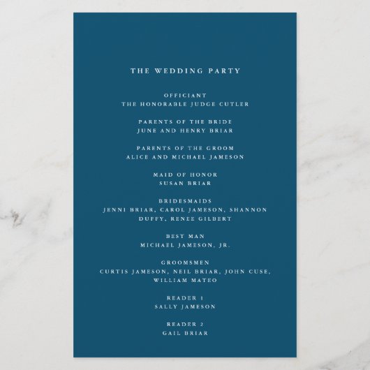 Modern Script Flourish, Dark Blue Paper Program Flyer (Achterkant)