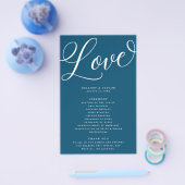 Modern Script Flourish, Donkerblauw Papier Program Flyer (Enkel)