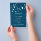 Modern Script Flourish, Donkerblauw Papier Program Flyer (Hand)