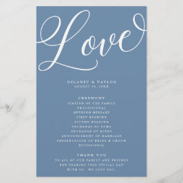 Modern Script Flourish, Dusty Blue Paper Program Flyer