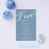 Modern Script Flourish, Dusty Blue Paper Program Flyer (Enkel)