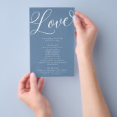 Modern Script Flourish, Dusty Blue Paper Program Flyer (Hand)