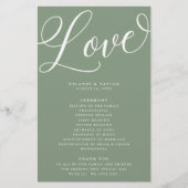 Modern Script Flourish, Sage Green Paper Program Flyer (Voorkant)