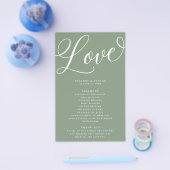 Modern Script Flourish, Salie Groene Papier Progra Flyer (Enkel)