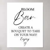 Modern Script Flower Bar Vrijgezellenfeest Sign Poster (Voorkant)