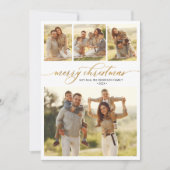Modern Script Foliage 4 Multi Photo Christmas Feestdagenkaart (Voorkant)