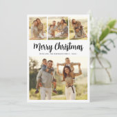 Modern Script Foliage 4 Multi Photo Christmas Feestdagenkaart (Staand voorkant)