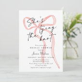 Modern Script Font Big Pink Bow Vrijgezellenfeest Kaart (Staand voorkant)