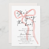 Modern Script Font Big Pink Bow Vrijgezellenfeest Kaart (Voorkant / Achterkant)