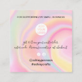 Modern script font rainbow marble pastel bedankt vierkante visitekaartje (Achterkant)