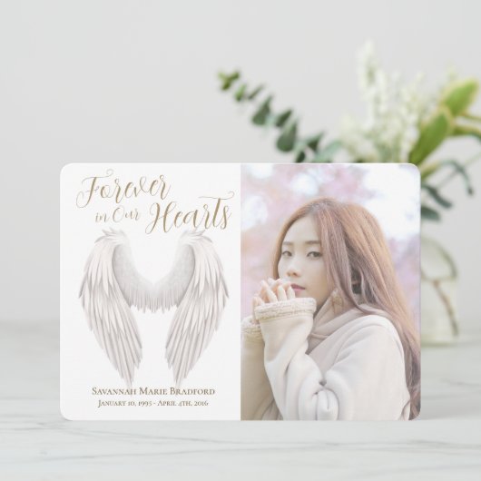 Modern script forever in ons hart Foto Bedankkaart (Staand voorkant)