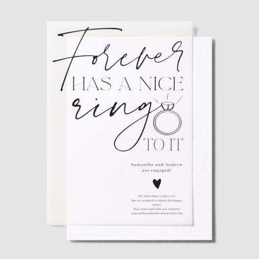 Modern Script Forever Ring Script Verloving Vellum Uitnodigingen (Offset)