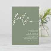 Modern Script Fortieth Verjaardagsfeestuitnodiging Kaart (Staand voorkant)
