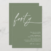 Modern Script Fortieth Verjaardagsfeestuitnodiging Kaart (Voorkant / Achterkant)