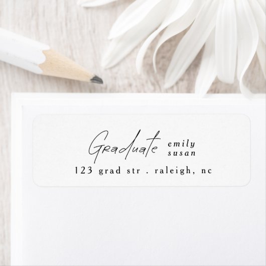 Modern Script Foto Afstudeer Retouradres Etiket (Insitu)