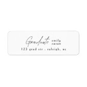 Modern Script Foto Afstudeer Retouradres Etiket (Voorkant)
