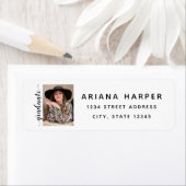 Modern Script Foto Afstudeer Retouradres Etiket (Insitu)