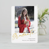 Modern script foto afstuderen aankondiging (Staand Voorkant)