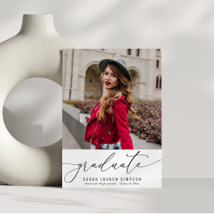 Modern script foto afstuderen aankondiging